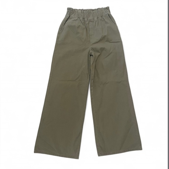 Zenana Outfitters Pants - Zenana Olive Green Wide Leg 100% Cotton Pants Medium Boho Granolachic Butter Mom